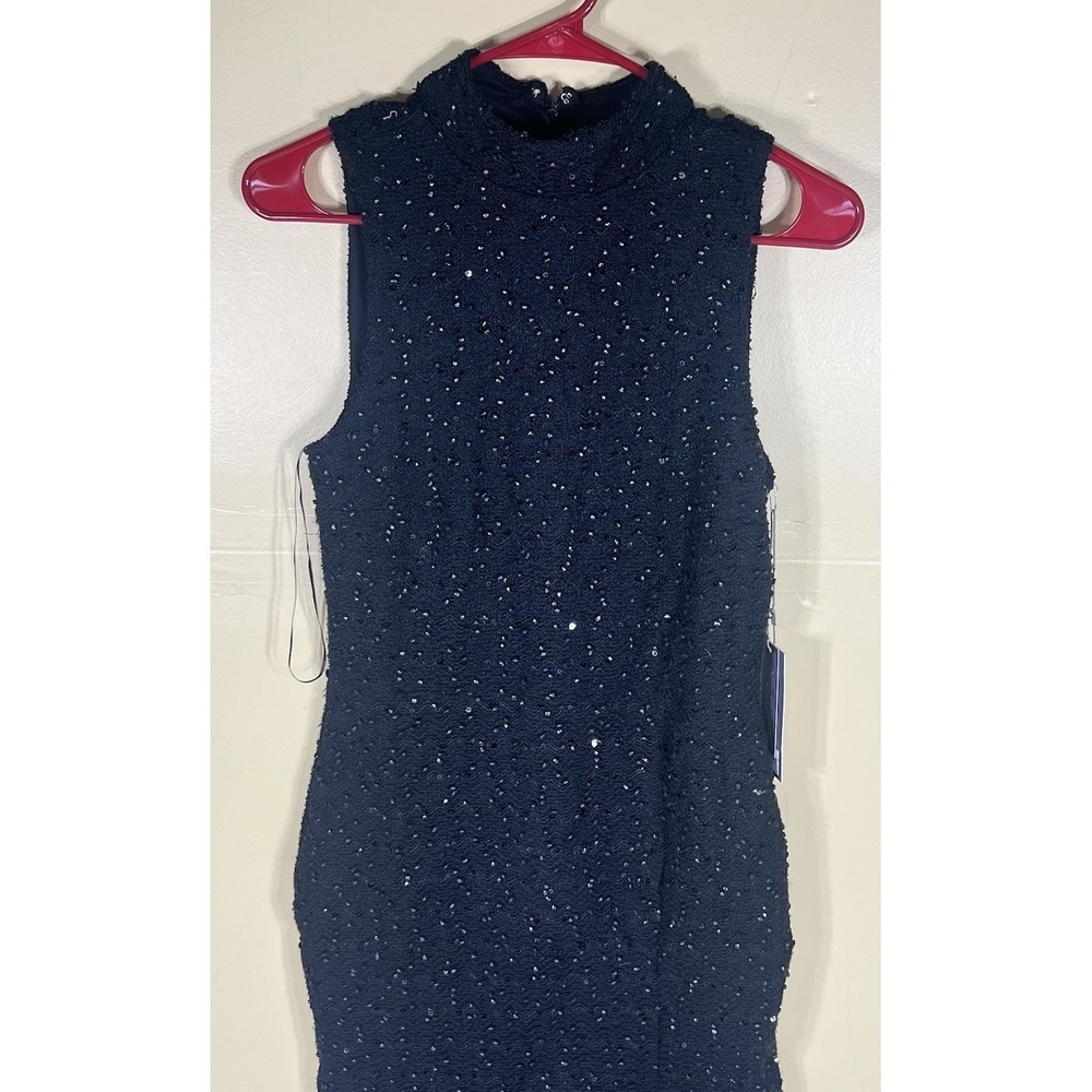 Jennifer Lopez City Enchantment Dress Womens 4 Black Sequin Mock Neck NWT